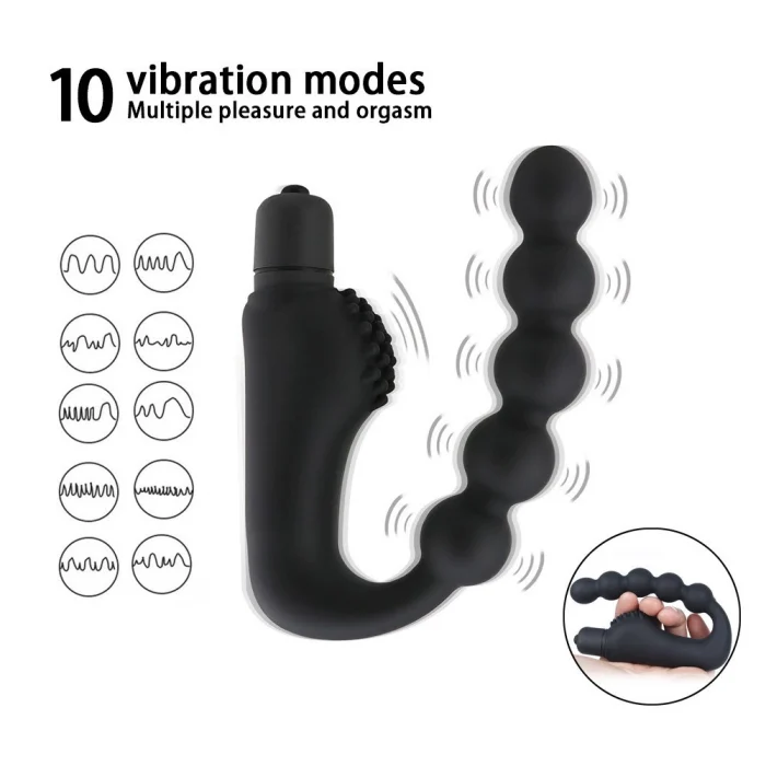 10-Mode Vibrating Silicone Prostate Massager with Flexible Anal Beads – Ergonomic, Body-Safe Design - Image 2