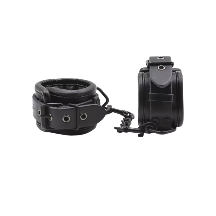 3-Piece Padded Leather Restraint Set with Adjustable Collar & Cuffs